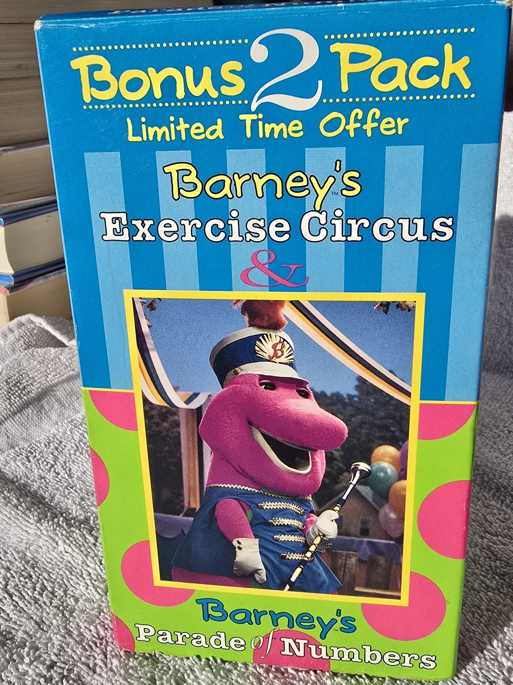 Vintage Barney VHS 2 Pack Exercise Circus & Parade of Numbers Slipcover Tape Lot
